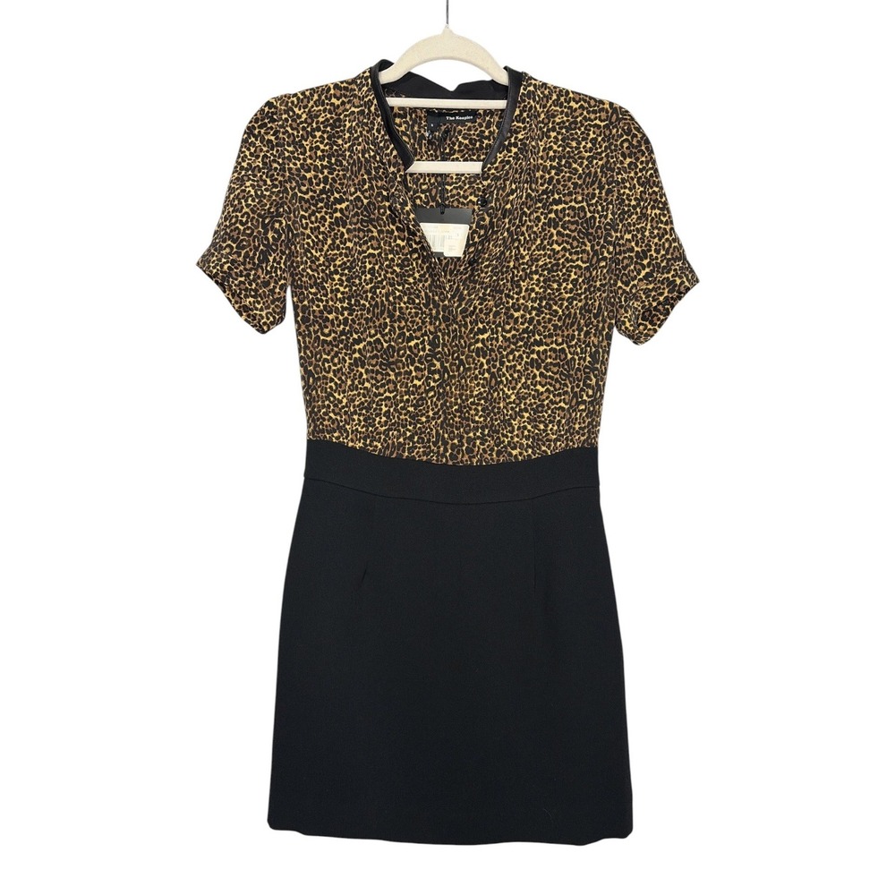 The Kooples Baby Leo Print Mini Dress Silk Yoke Removable Leather Collar Small